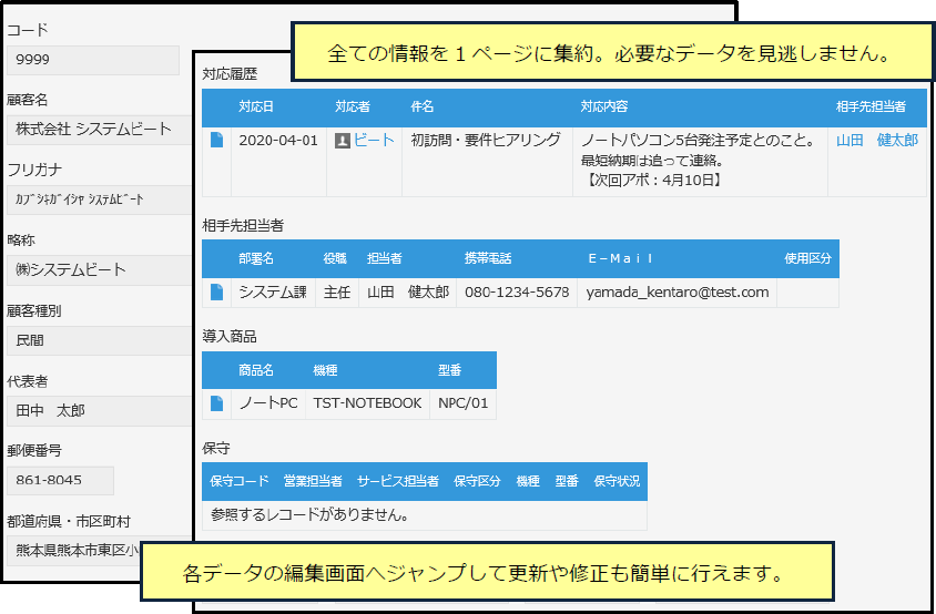 顧客ナビ for kintone（顧客管理システム）の顧客管理